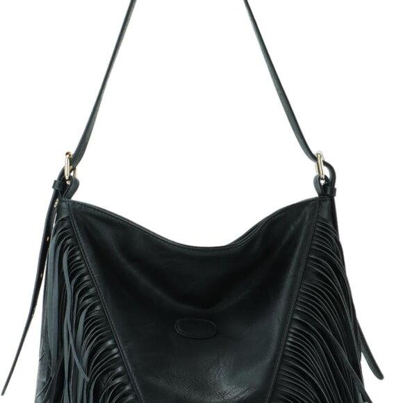 Handbags - Vintage Fringe Shoulder Bag Women Pu Leather Crossbody Hobo Purse Large